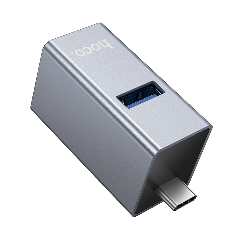 Hoco USB-C To (2x USB 2.0 + USB 3.0) Adapter HB54A - Metal Gray
